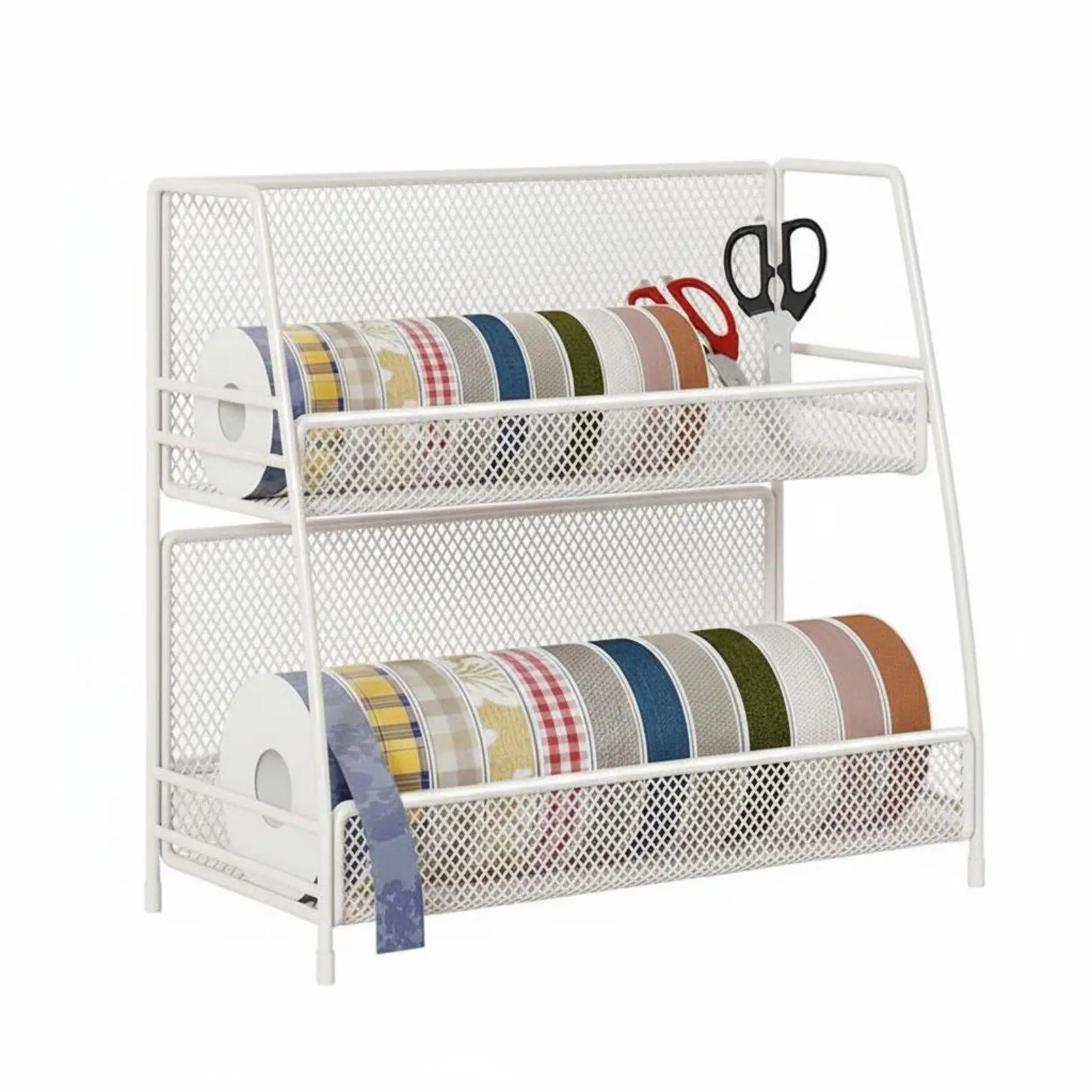 Craft Ribbon Holder with Sturdy Iron Frame Multi Tier Vertical Rack for Florist and Sewing Workspace