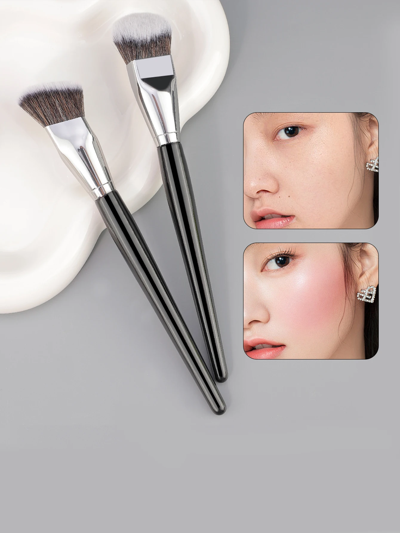 فرشاة مكياج بمقبض خشبي، فرشاة تحديد الوجه للنساء، فرشاة بودرة الوجه الاحترافية لمستحضرات التجميل للاستخدام اليومي #3