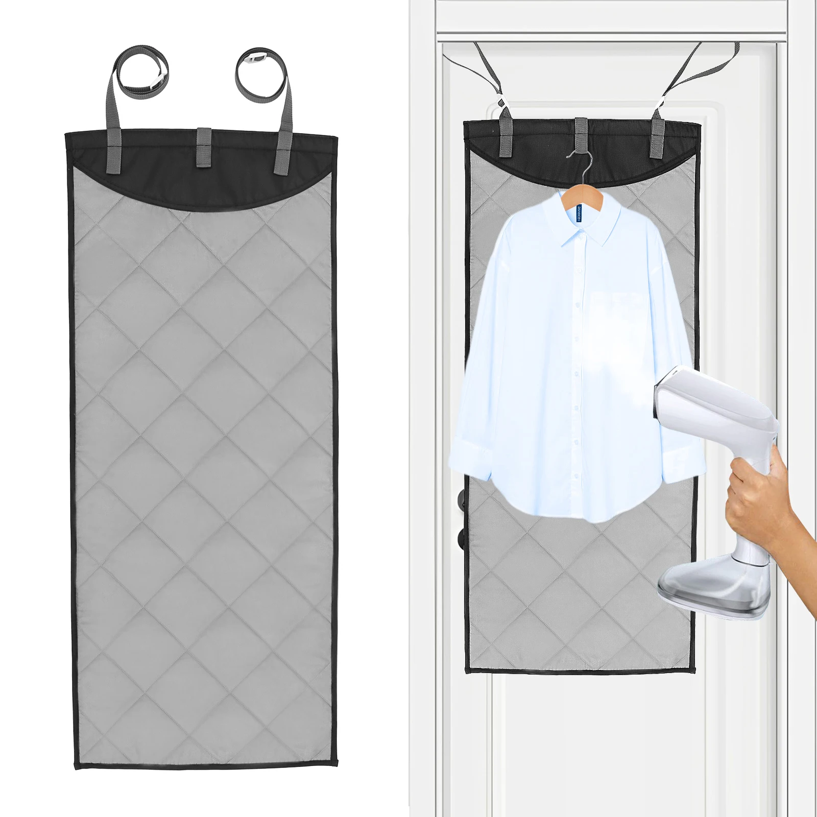 

Over The Door Ironing Board with Heat Resistant Glove Vertical Clothes Steamer Pad Portable Travel Over Door Ironing Mat