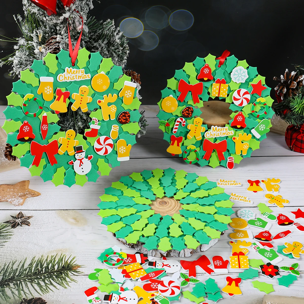 

Christmas DIY Sticker Wreath Christmas Decorations for Home 2024 Pendant Xmas Wreath Ornaments Navidad Natal New Year Gifts 2025