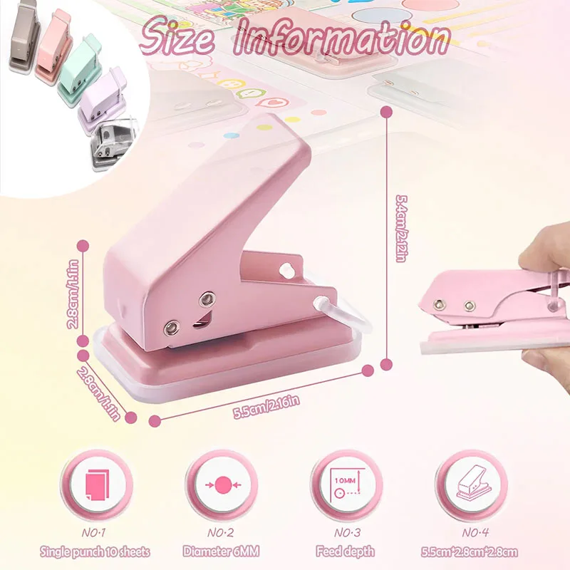 

Mini Hole Punch 1 Hole Cute Paper Punch Portable Round Hole Puncher Paper Cutter Kawaii Office School Supplies Stationery Items