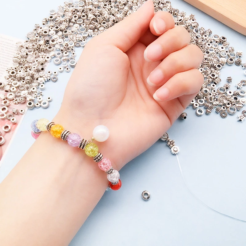 30pcs/lot Tibetan Silver Metal Spacer Beads for Jewelry Making, Hole 1-4mm , Loose Spacer Beads Findings Bracelet Necklace DIY