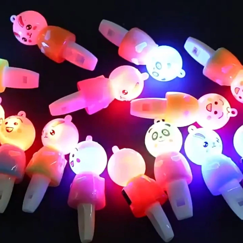 10Pcs Kids Novelty Cute Glowing Animal Whistle Cheerleading Toy Cartoon Rabbit Panda Doll Style Whistle Noise Maker Party Favors