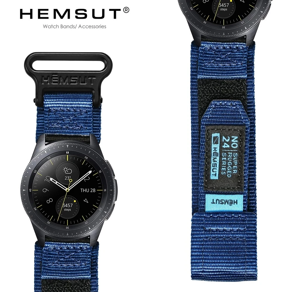 HEMSUT Nylon Sport Military Watch Band For Samsung Galaxy Watch Straps For Men Quick Release Quick-Drying 20MM 22MM