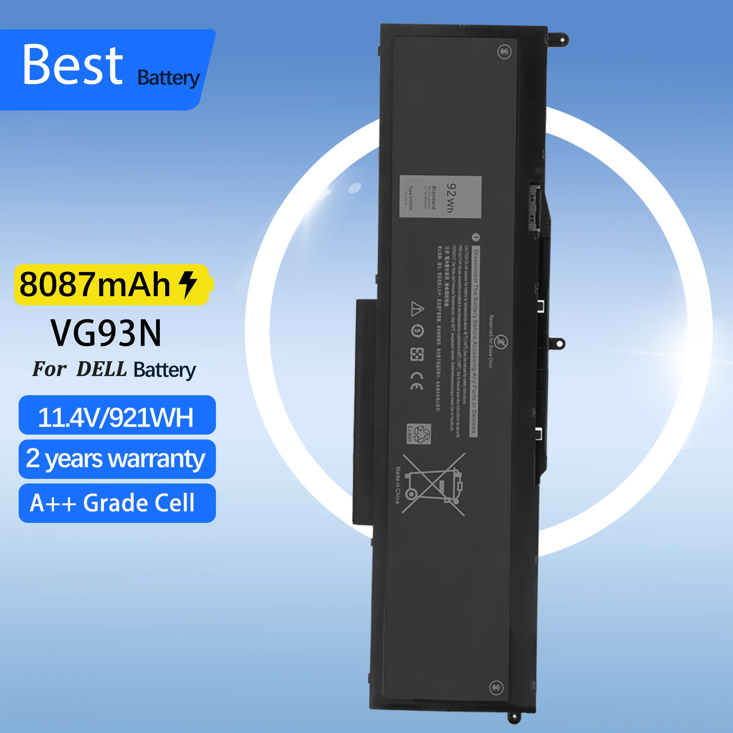 

VG93N Laptop Battery For DELL Precision 15 3520 3530 For DELL Latitude 5591 5495 5590 5580 5490 5480