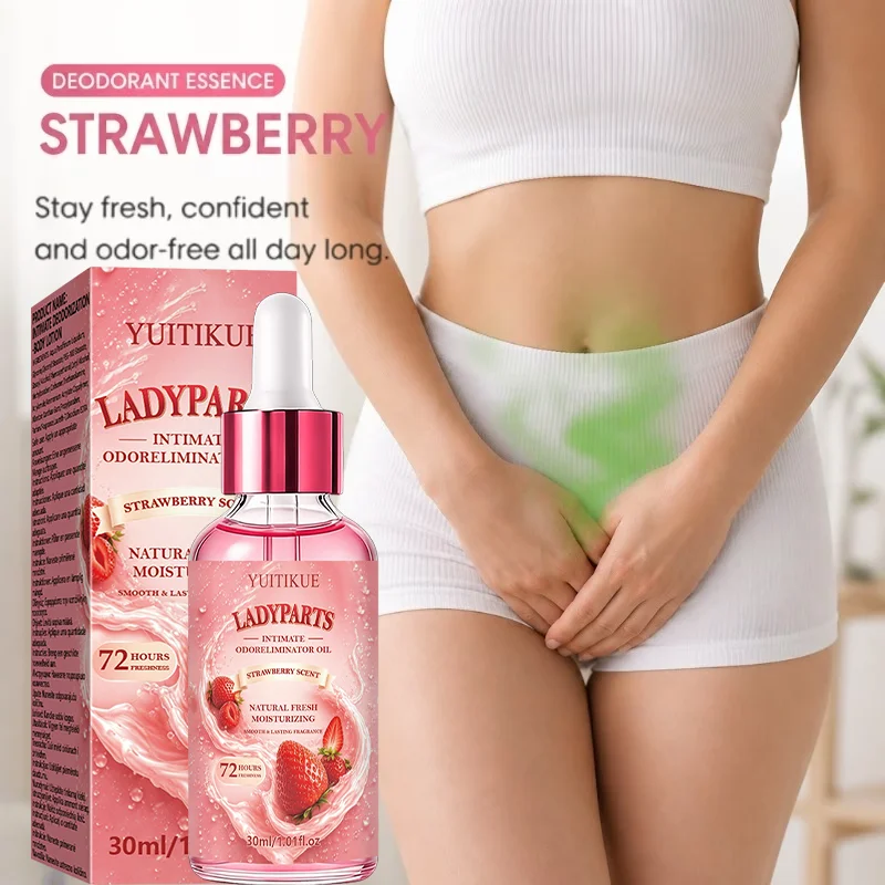 YUITIKUE LADYPARTS 30ml Strawberry Intimate Oil 72H Fresh Feeling Gentle Moisturizing Daily Private Skin Care Essence for Ladies