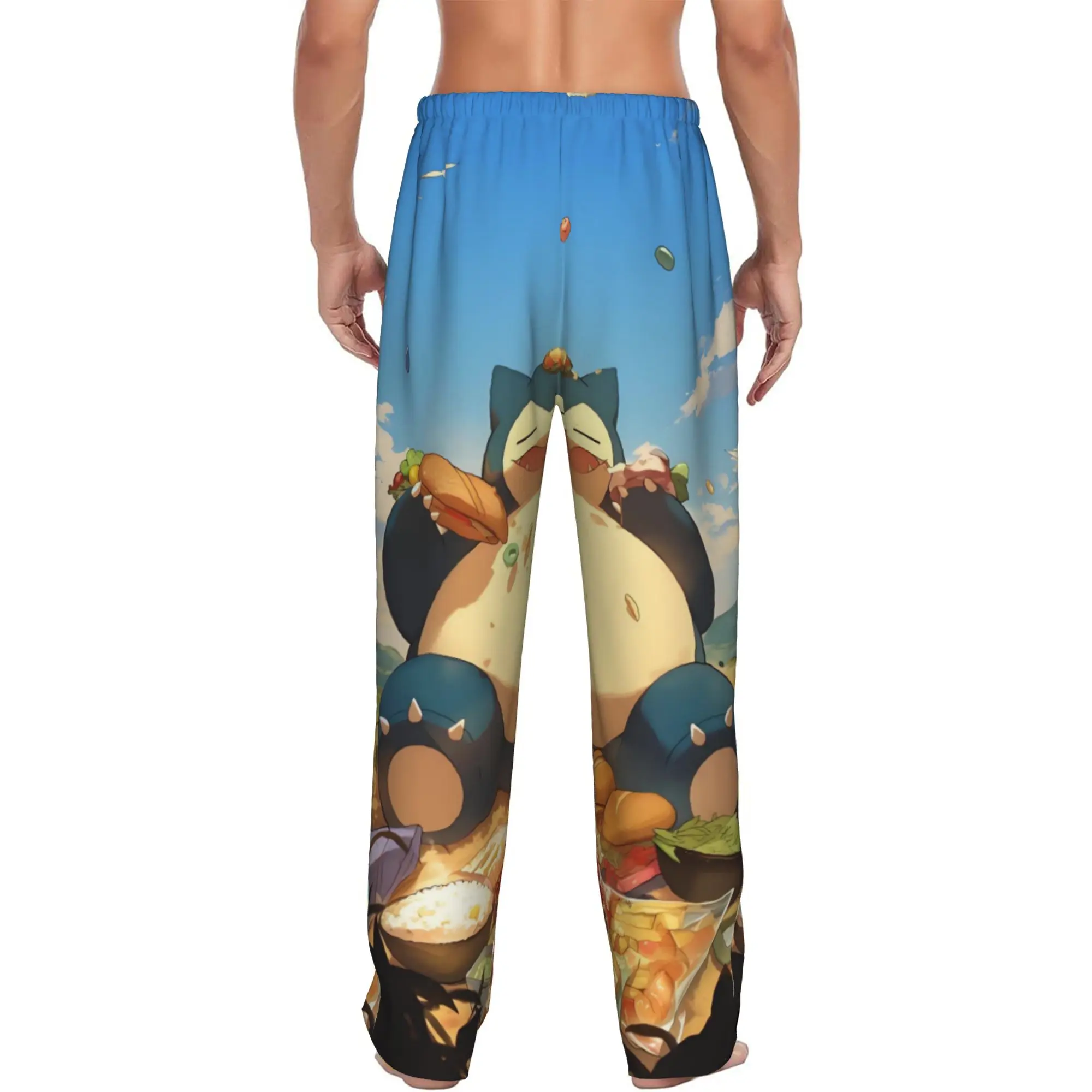Custom Printed Men S-Snorlaxed Anime Pajama Pants Cartoon Sleepwear Sleep Lounge Bottoms with Pockets