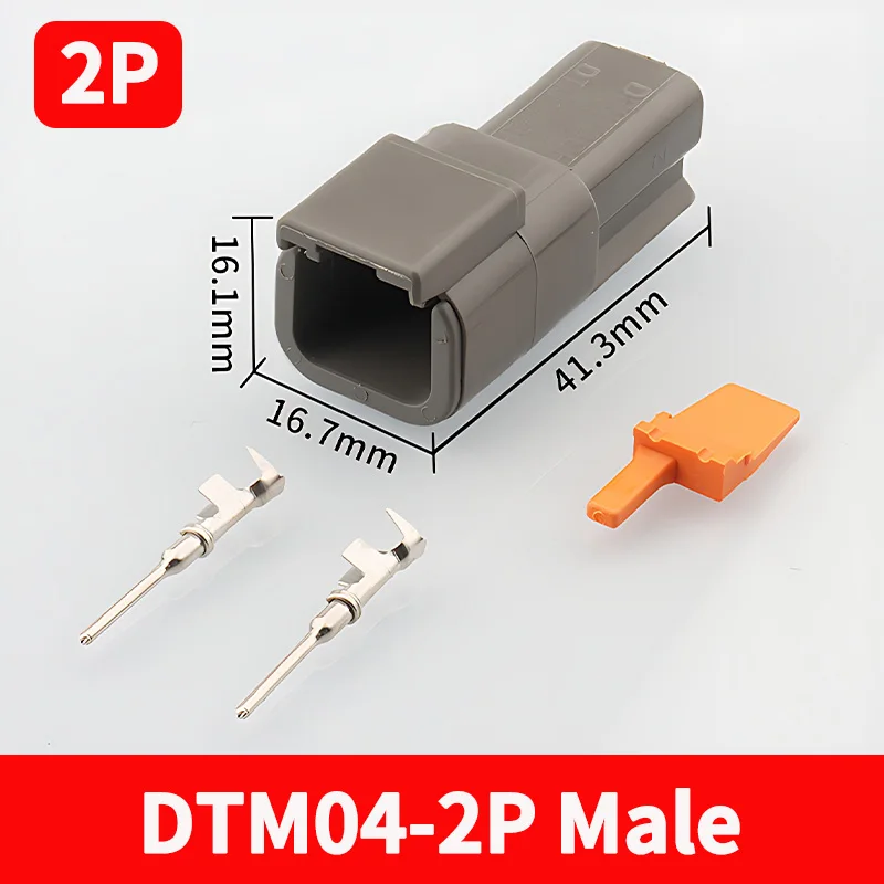 5/20/100 Sets 2 Pin Way Deutsch DTM04-2P DTM06-2S Waterproof Electrical Wire Connector 16-22AWG DTM Series Connector Male Female