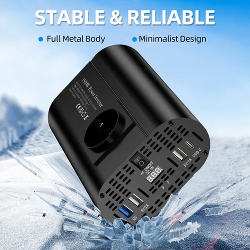 Imagen 2 del producto Inversor de onda modificada 12V 1500W 220V50HZ con pantalla LCD, adecuado para automóviles y teléfonos móviles