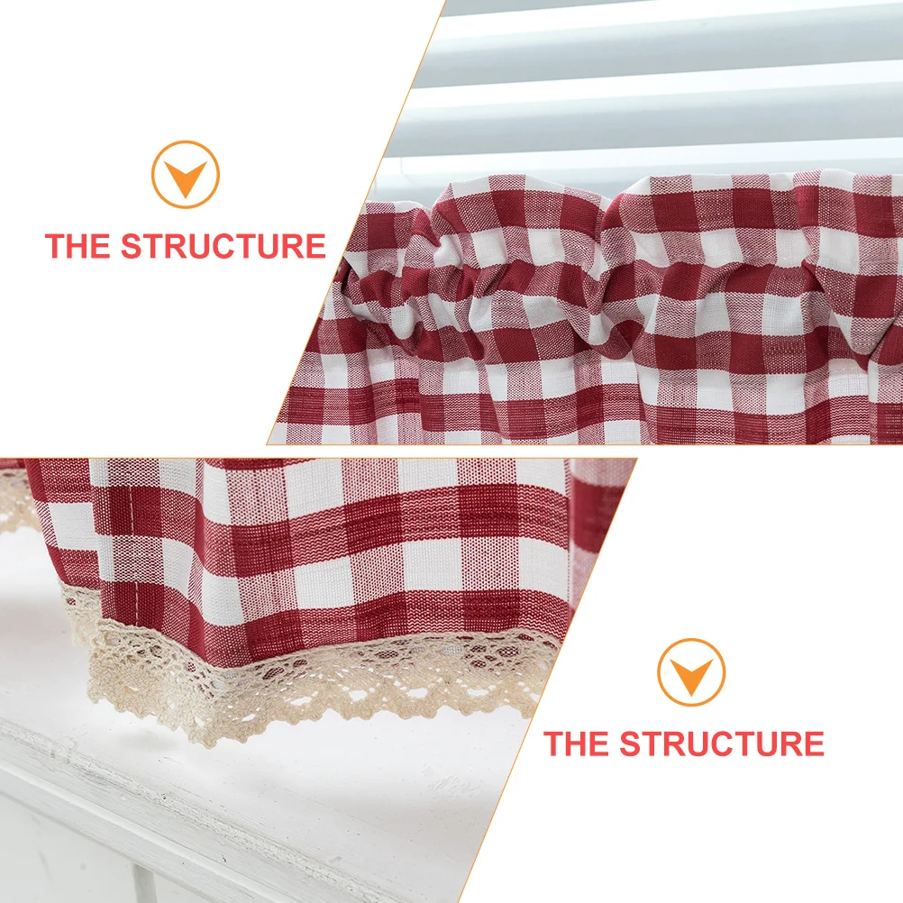 

1Pcs Plaid Lace Window Curtain Soft Smooth Fabric Shade Drape for Home Living Room Bedroom Reading Room Decorative Curtain
