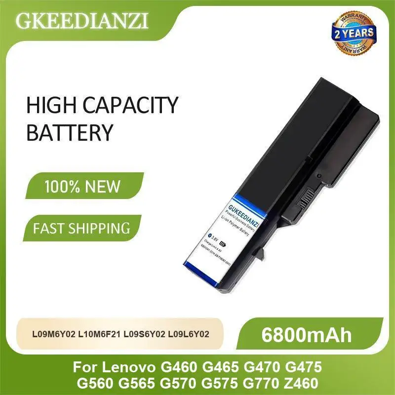 Batería para ordenador portátil L09M6Y02 L10M6F21 L09S6Y02 L09L6Y02 para Lenovo G460 G465 G470 G475 G560 G565 G570 G575 G770 Z460 6800mAh