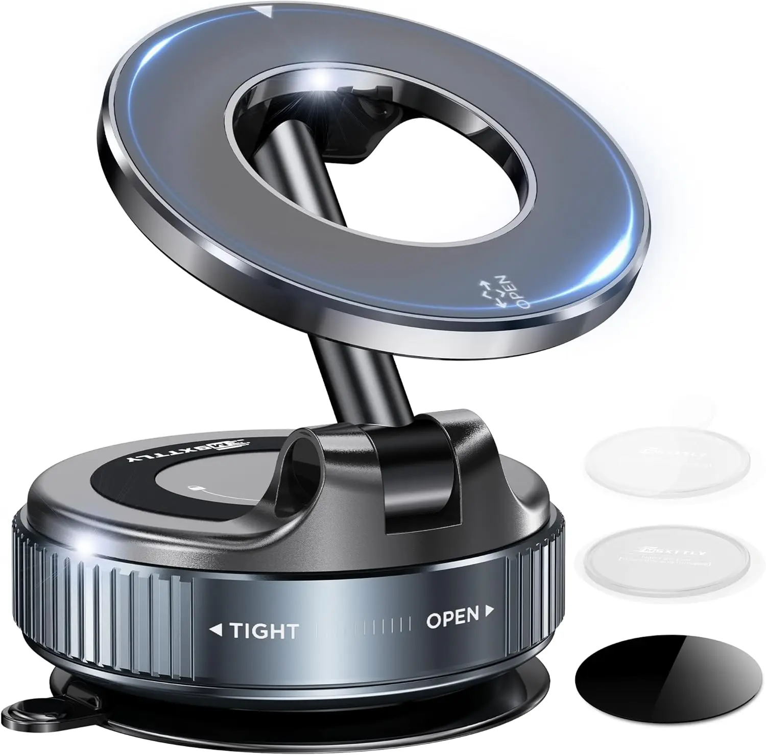 360° Rotatable Vacuum Magnetic Phone Holder Foldable and Retractable Suction Cup Phone Mount for Car/Gym/Mirror/Smooth Surface