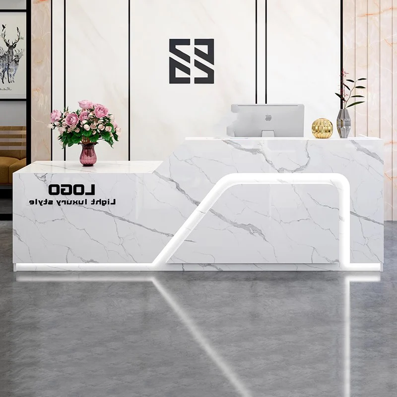 

Nordic Aesthetic Reception Desk Counter Decorations Modern Luxury Reception Desk Counter Storage Trendy Commercial Furniture