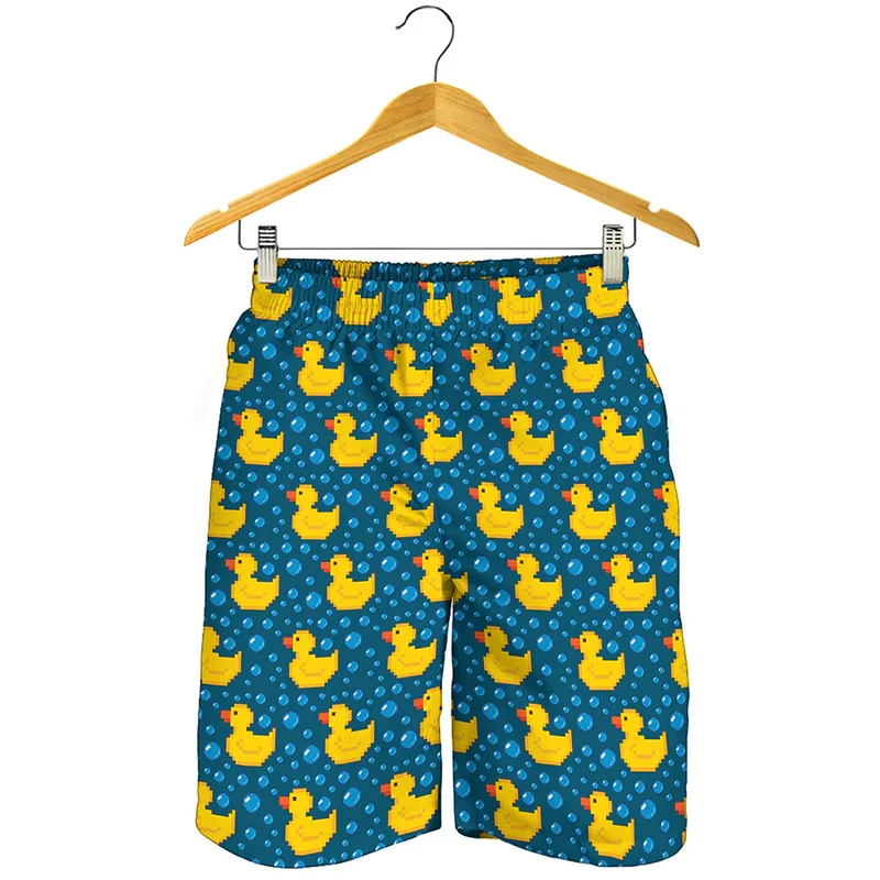 Pantalones cortos de playa con estampado 3d de pato de goma para hombres y niños, bañadores de verano, pantalones cortos deportivos frescos de