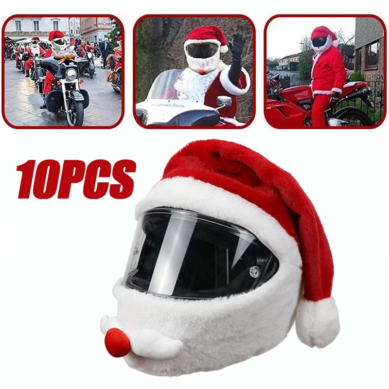 Motorcycle Helmet Cover Christmas Hat Outdoor Crazy Funny Santa Claus Motorcycle Helmet Cover Christmas Decoration