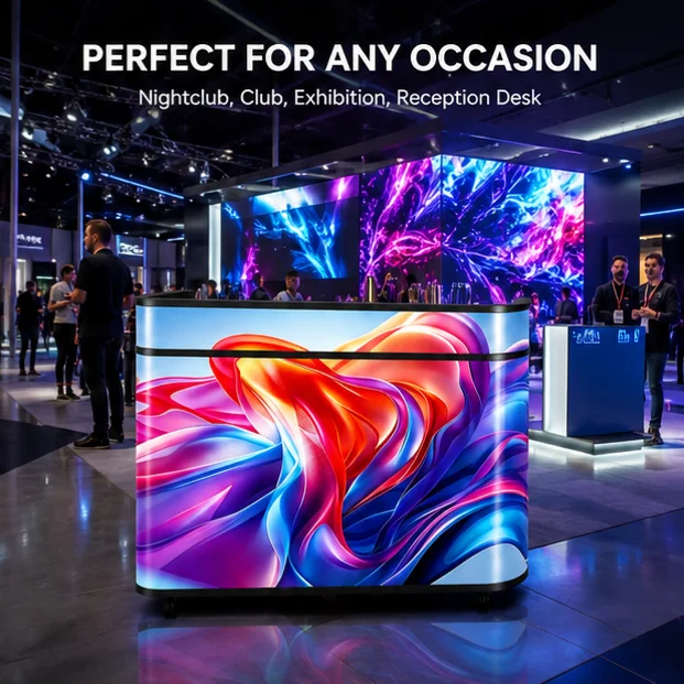 Full Color P2.5 P1.86 Led Dj Booth Display Screen for Music Festivals Customizable Shaped Dj Table Led Display Wall Panel