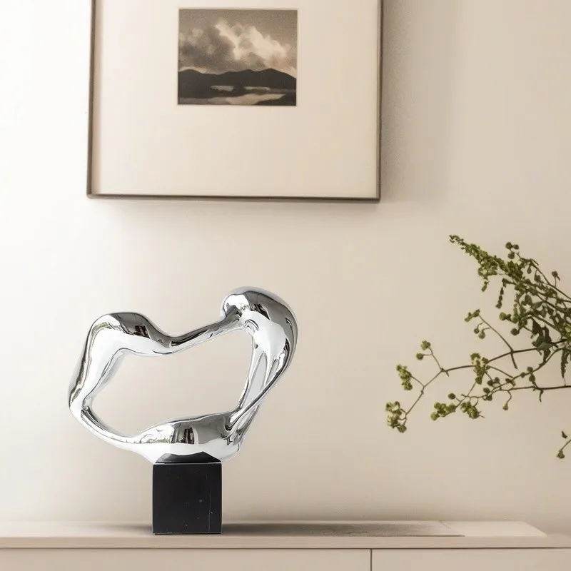Modern Minimalist Abstract Resin Sculpture, Artistic Desktop Ornament for Living Room Entryway Villa Showroom Wall Background