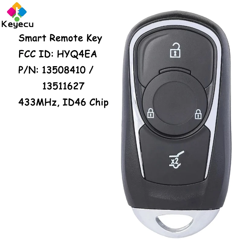 

KEYECU Smart Remote Car Key With 3 Buttons 433MHz ID46 Chip for Opel Astra K Insignia 2016-2022 Fob HYQ4EA 13508410 / 13511627