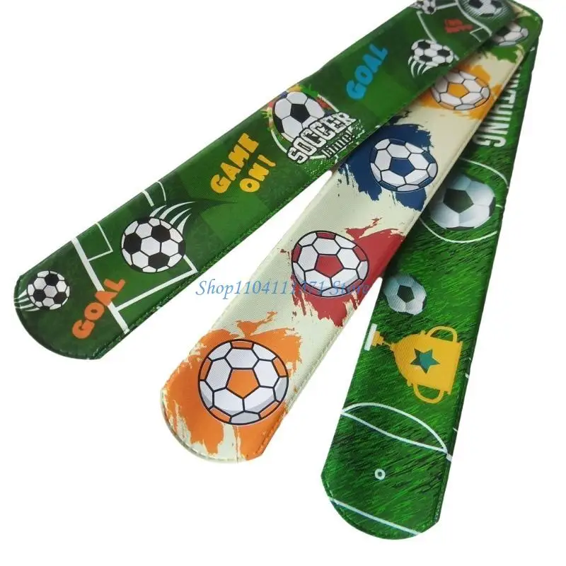 

P9FC 12Pcs Soccer Glove Pattern Slap Bracelets Wristband for Sports Parties Supplys