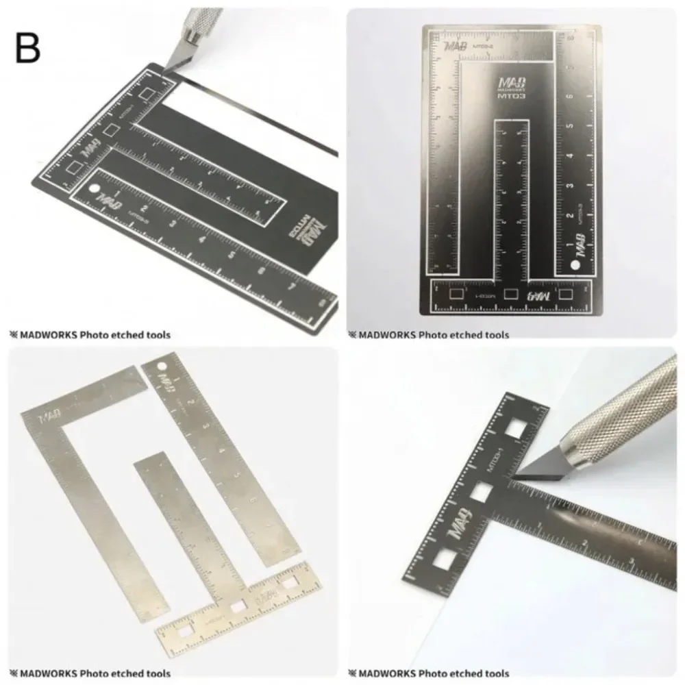 MADWORKS MT03 Photo-Etched Straightedge Ruler (T/L Type) - Model Craft & Modeling Hobby DIY Tools