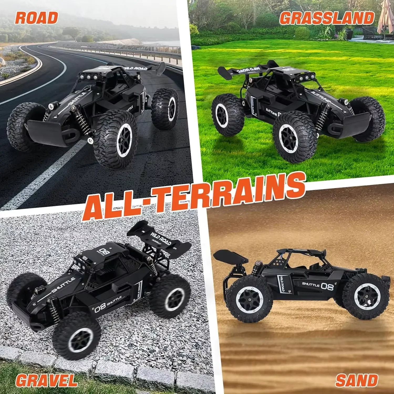 High-Speed 2WD 16 RC Car with LED Light Off-Road Remote Control Climbing Vehicle Outdoor Trucks Gift for Kids Model Toy - Image 2