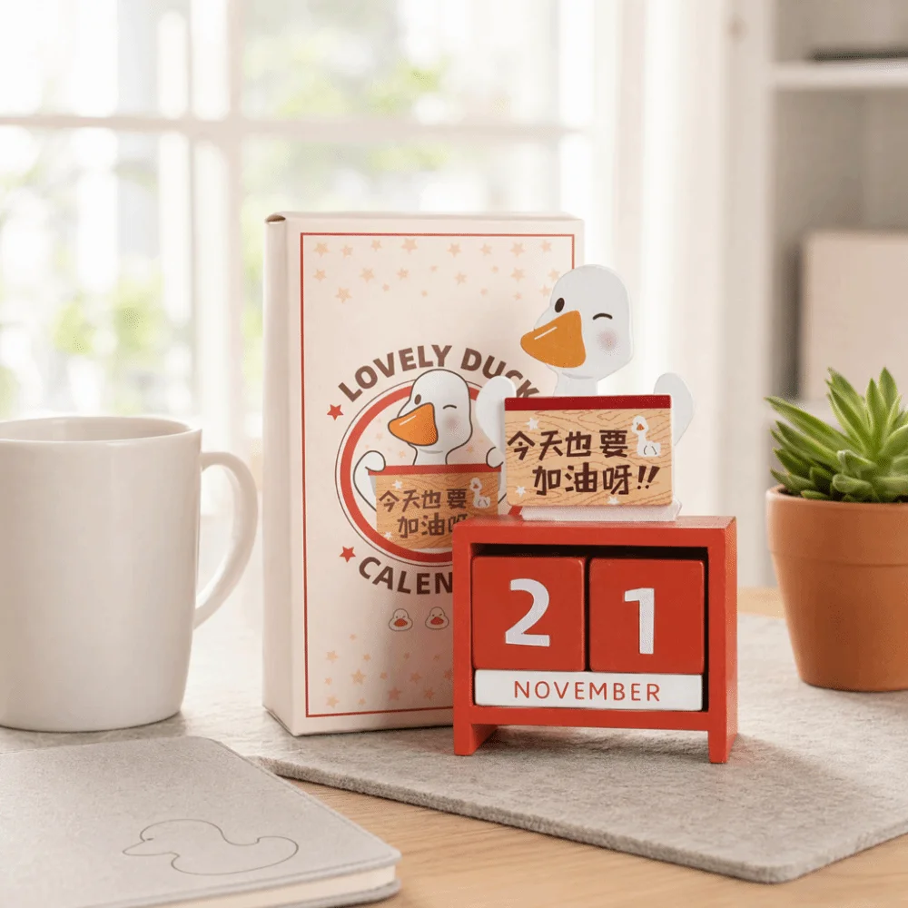 Wooden Adjustable Wooden Block Desk Calendar Blue, Purple, Green, Red Calendar Interchangeable Month Date Wooden Calendar
