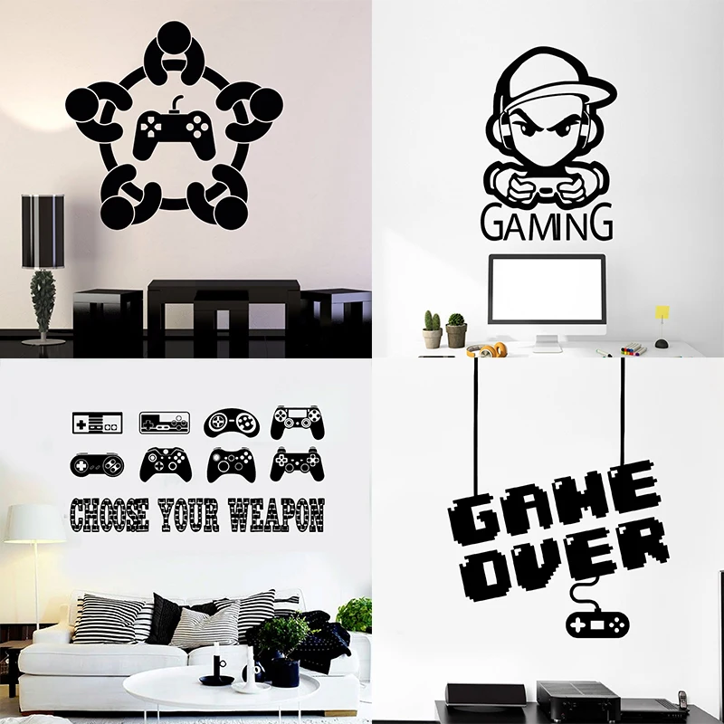 

Vinyl Wall Decal Video Game Console Gamer Heart Joystick Sticker Home Interior Design Art Murals Bedroom Decor H57cm x W66cm