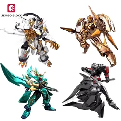 SEMBO BLOCK Building Blocks Tibetan Qinglong Yuanling War Chronicles White Tiger Q Version Assembly Model Toy Ornaments