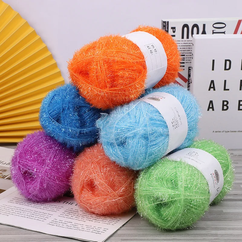 Colourful Glass Silk Knitting Wool Yarn DIY Handcraft Doll Sweater Hat Bag Making Crochet Thread Supplies Hand Knitting