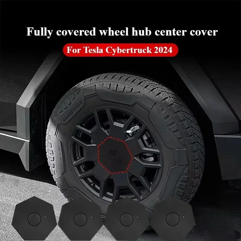 4pcs For Tesla Cybertruck 2024 Wheel Hub Center Caps ABS Cover Hubcaps Decoration Modification Kit Anti-Rust Auto Accessories