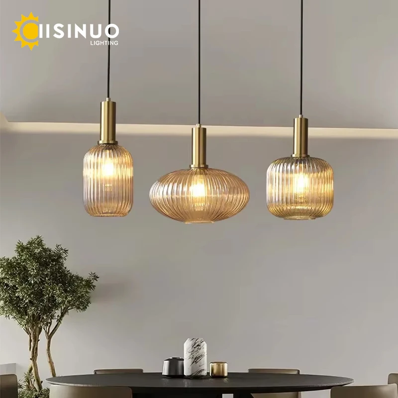

Vintage Retro Colorfull Glass Pendant light Creative Hanging Chandelier Bedside Lamp E27 for Home Living room Island Kitchen Dec
