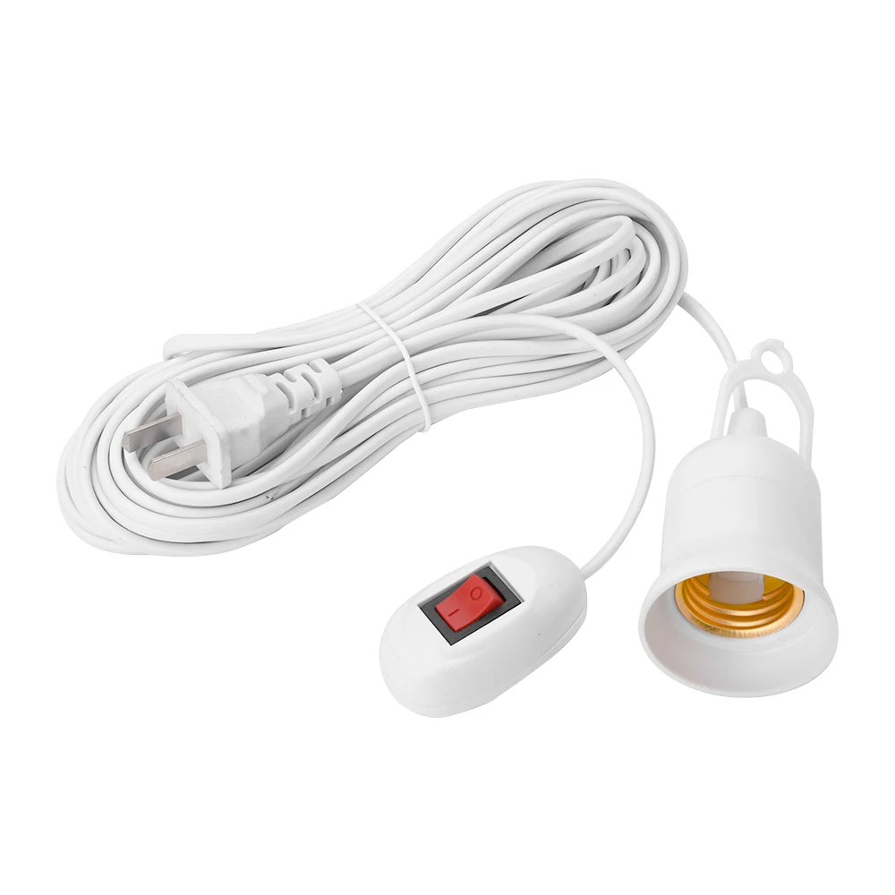 3/5/8/10m Lamp Bases Universal With Switch Led Bulb Socket Adapter E27 Screw Lamp Holder Accessories Tools Two Plugs Suspension