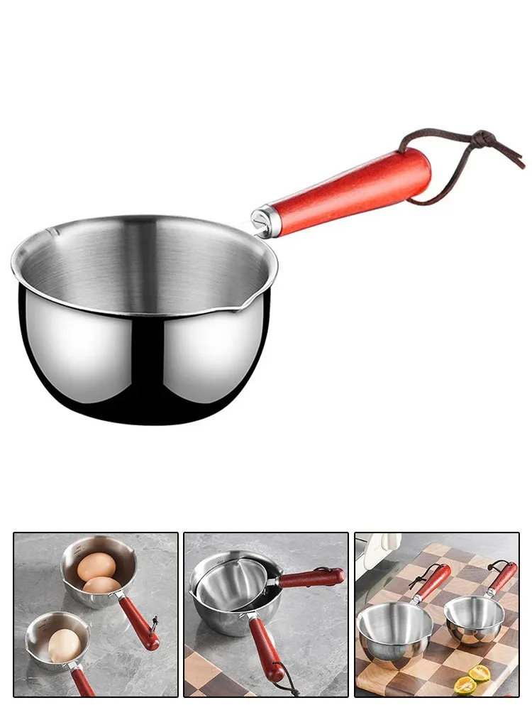 Hot Oil Pan Hot Sauce Small Flat-bottomed Milk Pot Cooking Butter Melting Pot Stainless Steel Cookware 150ML 300ML 500ML