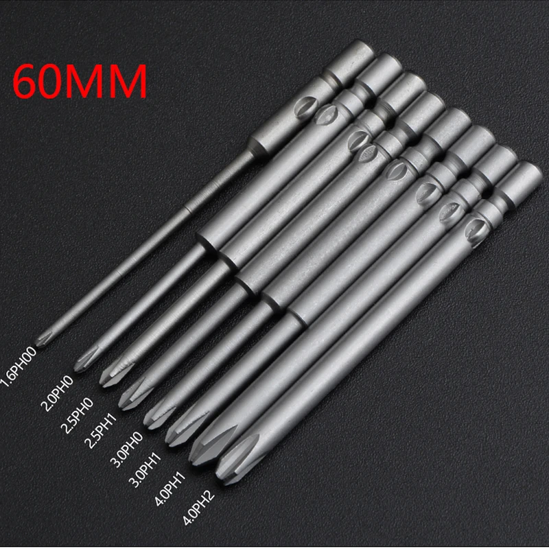 10pcs 800 4mm Round Shank Electric Screwdriver bit 60mm Length Magnetic Phillips Cross Screw driver Bits set PH00 PH0 PH1 PH2
