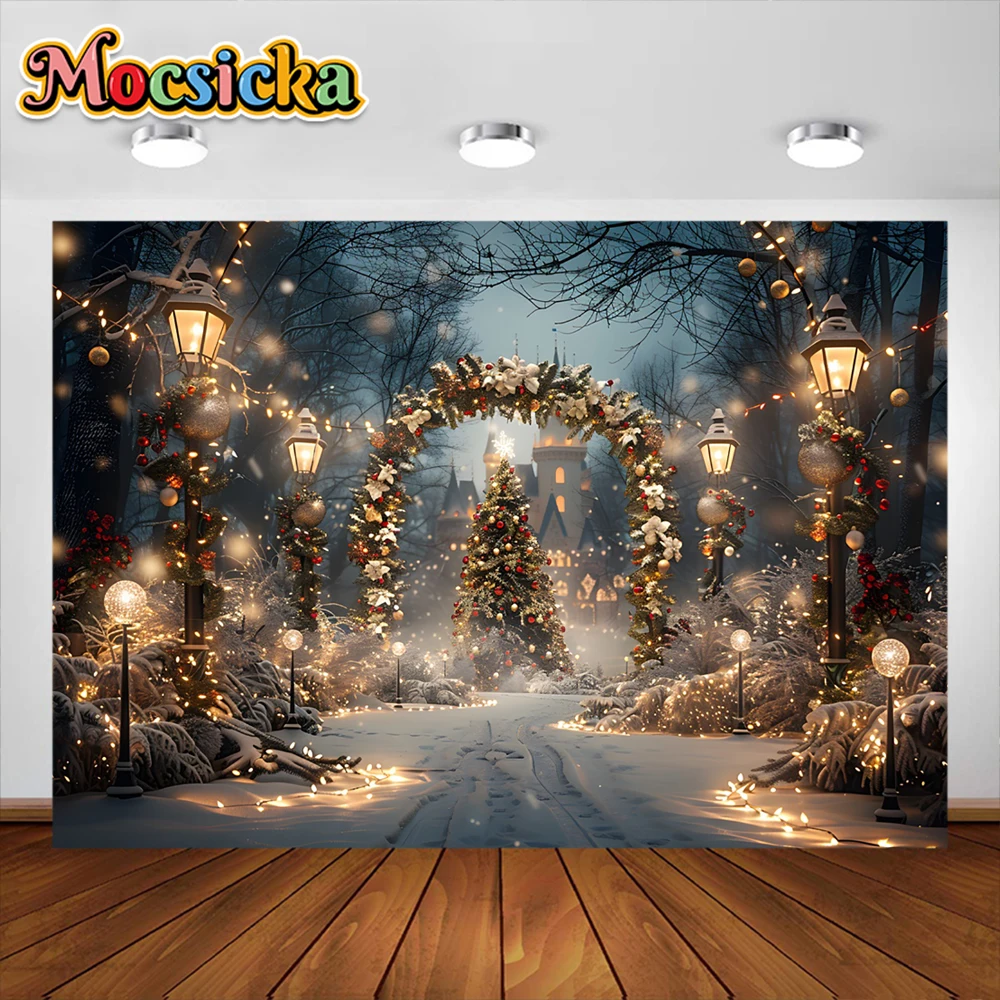 Mocsicka Christmas Photography Background Winter Snow Xams Tree Party Decoration Family Portrait Studio Props Banner