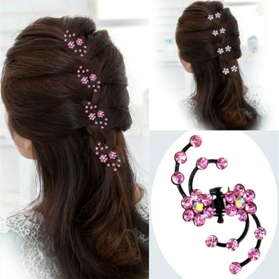 6Pcs/Set Mini Flower Headwear Rhinestone Bridal Hair Claws Crystal Plum Blossom Hair Pins Girl Hair Jewelry Accessories