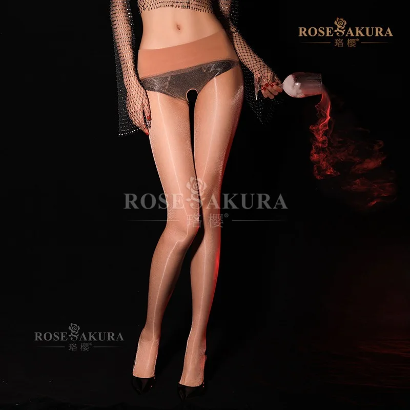 

Cherry Oil Flash Series Shiny Silky Black Silk360Seamless Crotch Sexy Open Pantyhose Thin8274