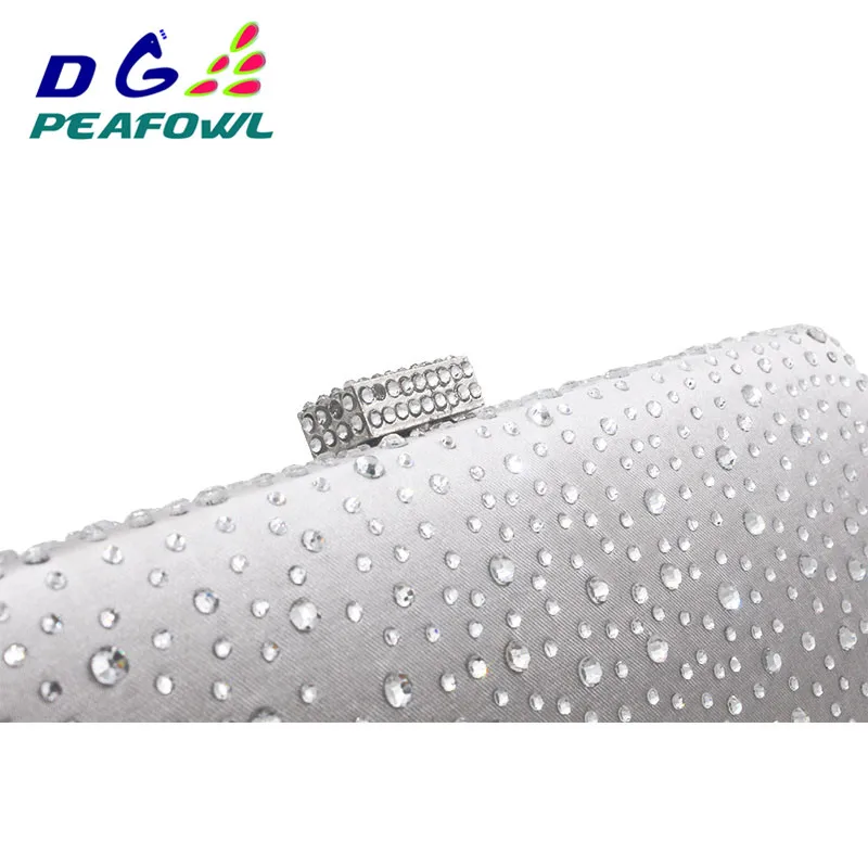 DGPEAFOWL Bridal Wedding Clutches Chain Handbag Hot Pink Blue Crystal Diamond Women Evening Purse Minaudiere Clutch Bag