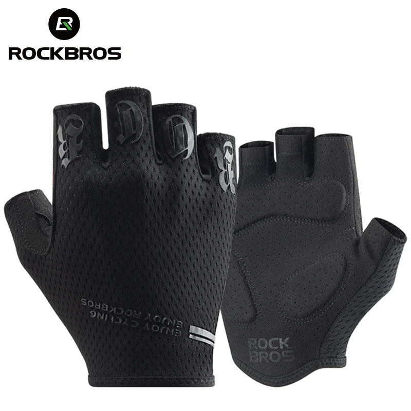 ROCKBROS Bicycle Gloves Half Finger Summer Men Women SBR Palm Shockproof Breathable Bike Short Gloves MTB Road Cycling Gloves