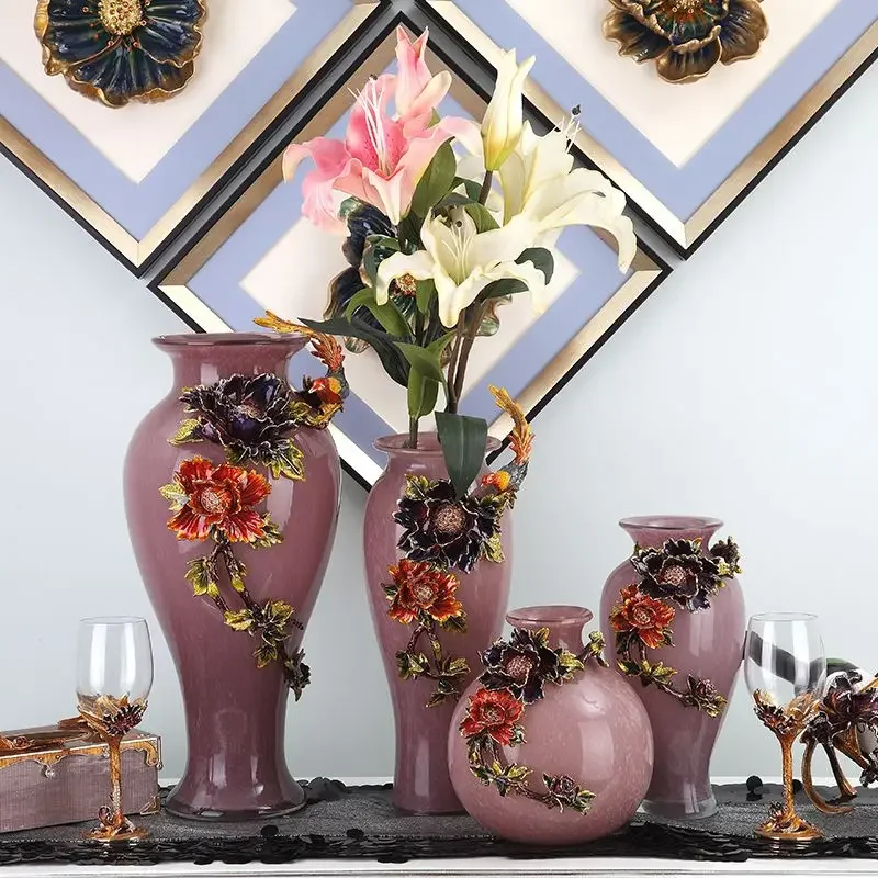 Enamel colored glass vase living room bedroom desk home entrance decoration ornament