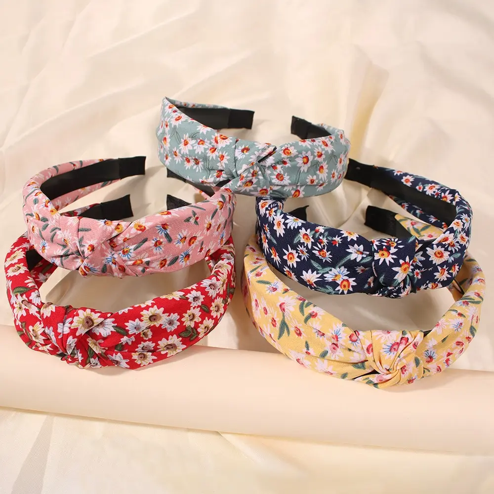 5pcs Europe And The United States Flowers With Simple Adult Hair Bands Fashion Broken Flowers Small Daisy Knot Hair Bands