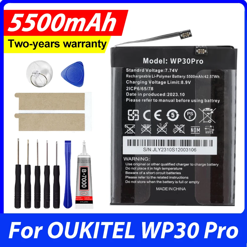 

Brand New WP30 Battery High Capacity 5500mAh Battery Backup Replacement For Oukitel WP30 Pro Smart Phone