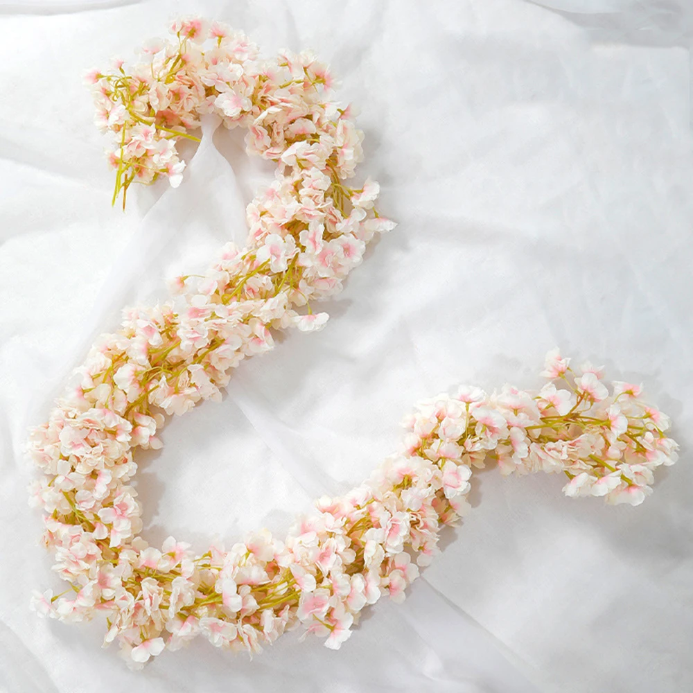 4pcs Artificial Sakura Flowers Vine Wedding Outdoor Garden Rose Arch Home Decor Christmas Silk Background Wall Plants