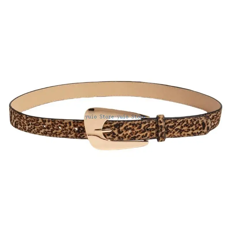 X7XB Unique Waist Belt Leopard Print Chain for Cowboy Cowgirl Stylish Buckle Retro Waistband  Waist Chain Belt