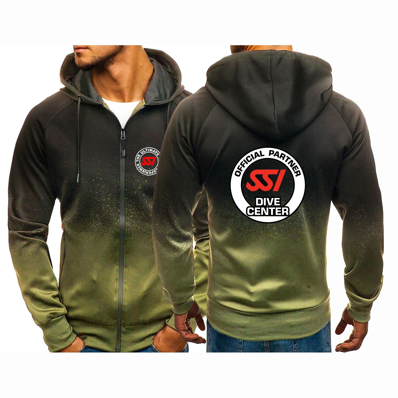 2022 Scuba Diving Dive SSI Men\'s New Fashion Hoodies Casual Harajuku Gradient Color Cardigan Coat Fleece Sweatshirts Zip Jacket