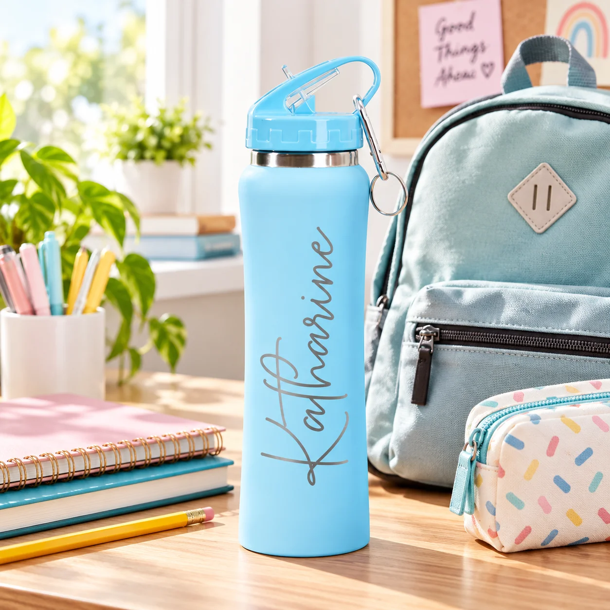 20oz Personalized Water Bottle Custom Name Stainless Steel with Straw Lid Carry Handle for Hiking Camping Travel Gift view 3