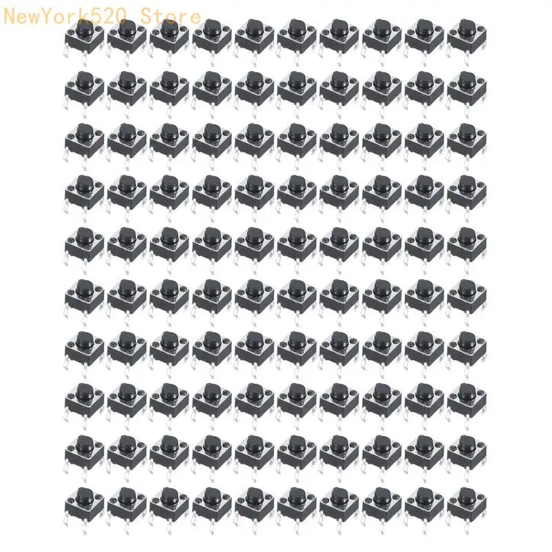 100pcs 6x6x5mm 4pin Push Button Switch Momentary Tact DIP Through-Hole N84C
