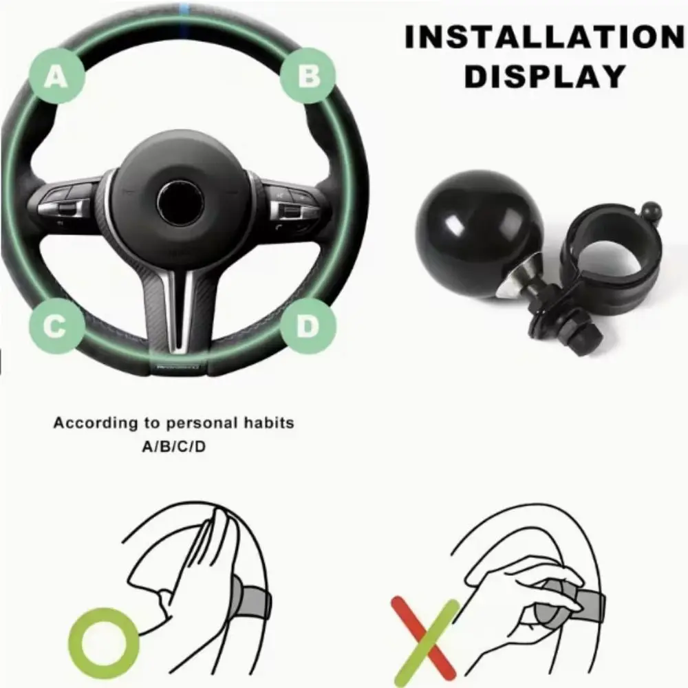 

Black Billiard Ball Steering Wheel Spinner Turning Handle Driving Aid Steering Wheel Booster Comfort Grip Spinner Handle