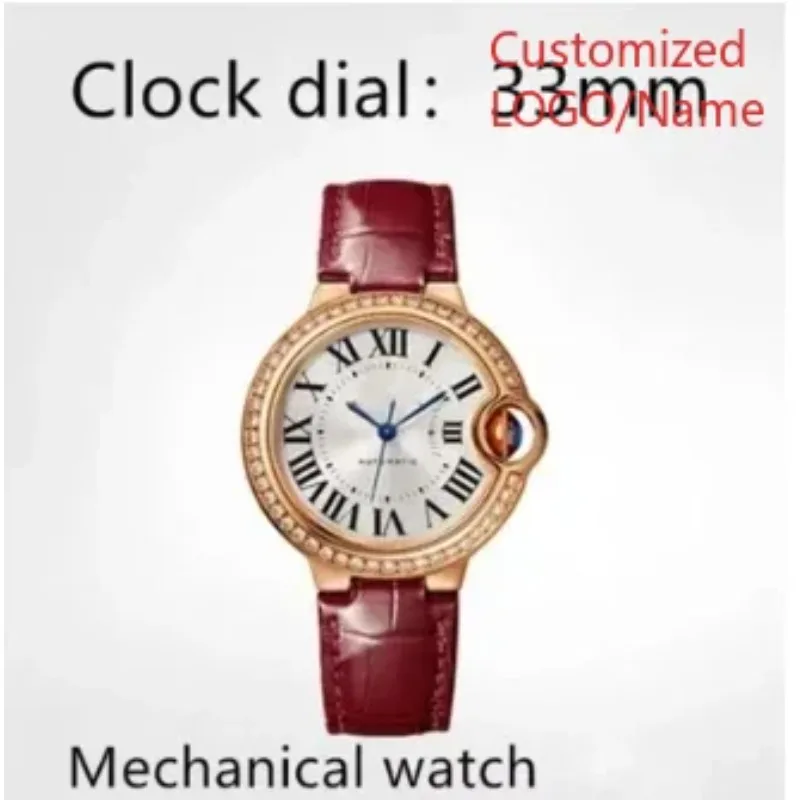 Orologi da donna Meccanici automatici al quarzo Ballon Zaffiro Nero Blu Stile coppia Pelle Personalizzata