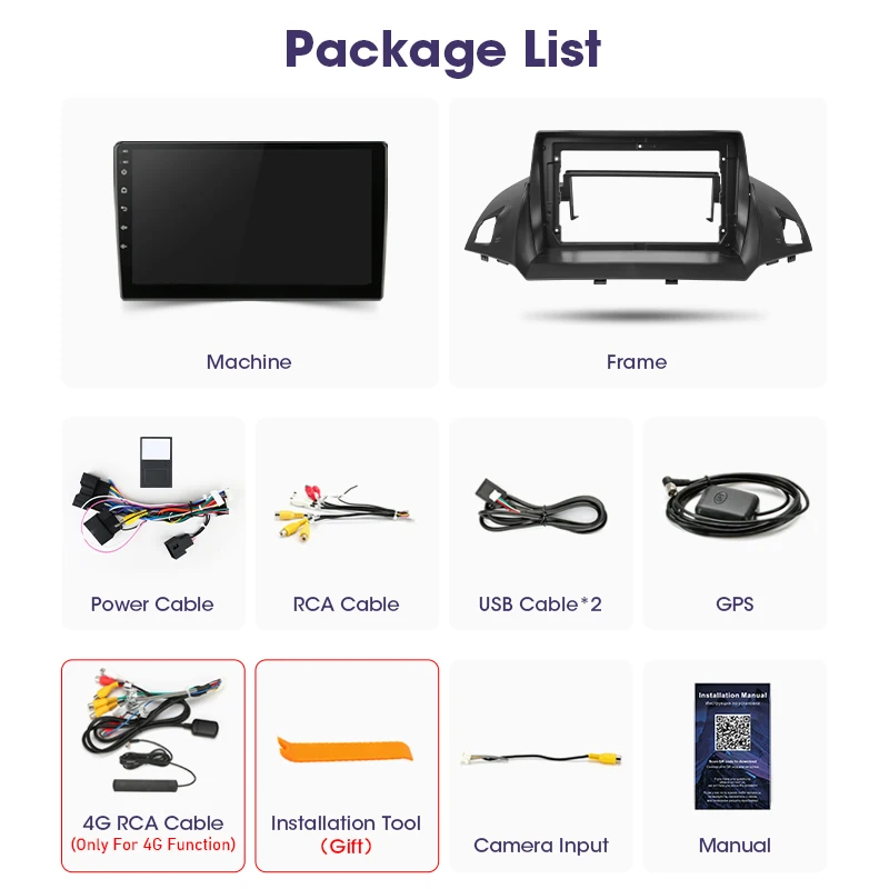 2 Din Android 11 Car Radio Multimedia Video Player For Ford C-MAX Kuga 2 Escape 3 2012 - 2019 Navigation GPS 4G Carplay Stereo